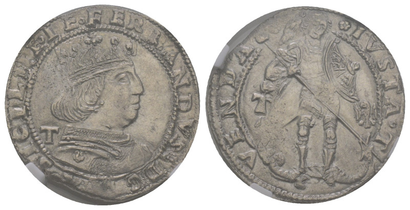 Napoli, Ferdinando d'Aragona 1458-1494
Coronato, 1488-1494, AG 3.91 g.
Ref : MIR...