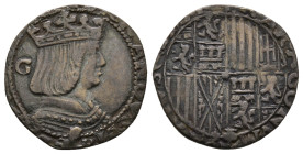 Napoli, Periodo Spagnolo
Ferdinando d'Aragona ed Elisabetta di Castiglia 1503-1504
Carlino, AG 2.33 g. 
Ref : MIR 115 (R2)
Conservation : Rognée sinon...