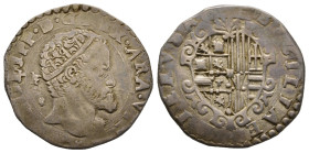 Napoli, Filippo II 1554-1598, Secondo periodo
Tari, 1575, AG 6 g.
Ref : MIR 179/3 (R2)
Conservation : TB