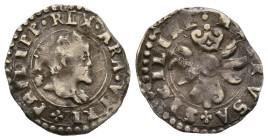 Napoli, Filippo II 1554-1598, Secondo periodo
1/2 Carlino, AG 1.31 g.
Ref : MIR 185 (R)
Conservation : rayures sinon TTB