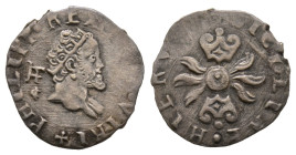 Napoli, Filippo II 1554-1598, Secondo periodo
1/2 Carlino, AG 1.27 g.
Ref : MIR 185 (R)
Conservation : TTB+