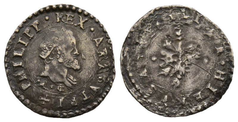 Napoli, Filippo II 1554-1598, Secondo periodo
1/2 Carlino, AG 1.31 g.
Ref : MIR ...