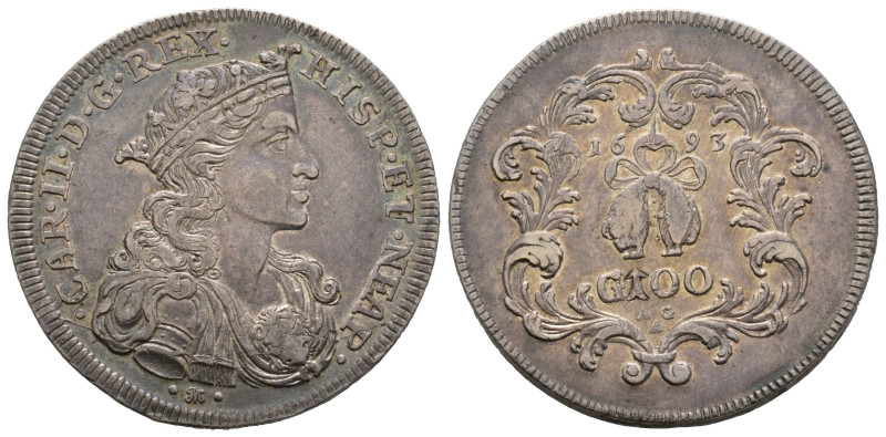 Napoli, Carlo II 1674-1700
Ducato da 100 grana, 1693, AG 21.82 g.
Ref : MIR 294
...