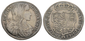 Napoli, Carlo II 1674-1700
Tari, 1689, AG 5.01 g.
Ref : MIR 299/2
Conservation : TTB