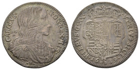 Napoli, Carlo II 1674-1700
Tari, 1689, AG 5.1 g.
Ref : MIR 299/2
Conservation : TTB-SUP