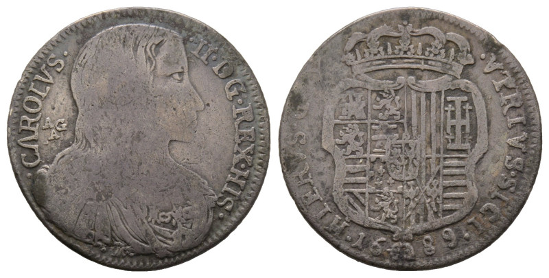 Napoli, Carlo II 1674-1700
Tari, 1689, AG 4.8 g.
Ref : MIR 299/2
Conservation : ...