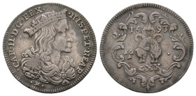 Napoli, Carlo II 1674-1700
Tari, 1693, AG 4.3 g.
Ref : MIR 300/2
Conservation : TTB