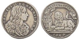 Napoli, Carlo II 1674-1700
Carlino, 1684, AG 2.78 g.
Ref : MIR 301/2
Conservation : nettoyé sinon TTB
