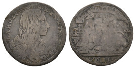 Napoli, Carlo II 1674-1700
Carlino, 1686, AG 2.6 g.
Ref : MIR 301/5
Conservation : B-TB