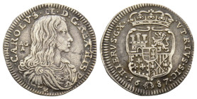 Napoli, Carlo II 1674-1700
Carlino, 1687, AG 2.45 g.
Ref : MIR 302
Conservation : TTB