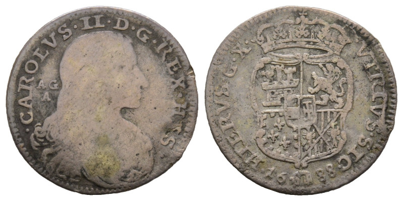 Napoli, Carlo II 1674-1700
Carlino, 1688, AG 2.2 g.
Ref : MIR 302/1
Conservation...