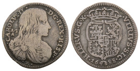 Napoli, Carlo II 1674-1700
Carlino, 1688, AG 2.4 g.
Ref : MIR 302/3
Conservation : TB