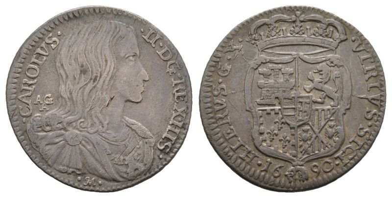 Napoli, Carlo II 1674-1700
Carlino, 1690, AG 2.5 g.
Ref : MIR 302/7
Conservation...