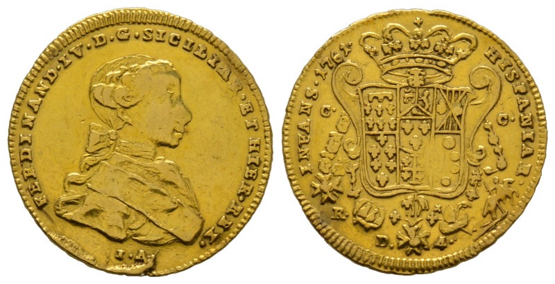 Napoli, Ferdinando IV di Borbone 1759-1799
4 Ducati, 1761, AU 5.84 g.
Ref : MIR ...