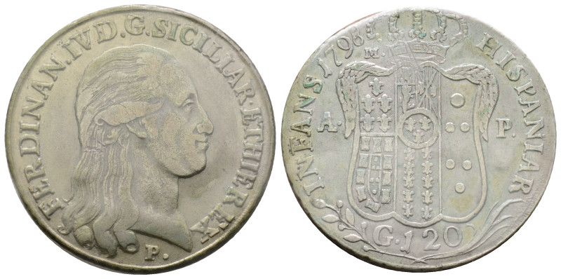 Napoli, Ferdinando IV di Borbone 1759-1799
120 Grana, 1798, AG 27.5 g.
Ref : MIR...