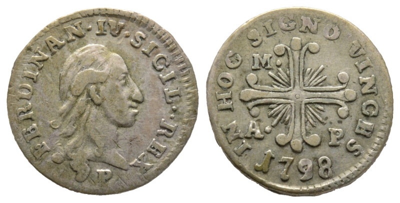 Napoli, Ferdinando IV di Borbone 1759-1799
10 Grana, 1798, AG 2.2 g.
Ref : MIR 3...