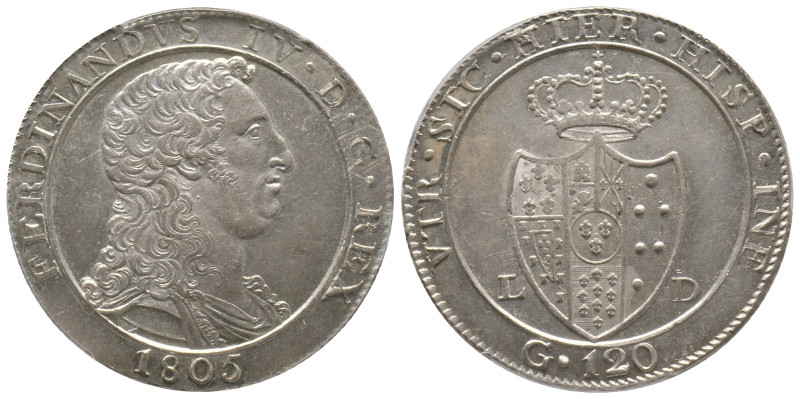 Napoli, Ferdinando IV di Borbone 2° Periodo 1799-1805
120 Grana, 1805, AG 27.5 g...