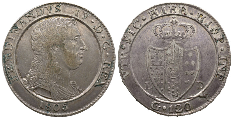 Napoli, Ferdinando IV di Borbone 2° Periodo 1799-1805
120 Grana, 1805, AG 27.5 g...