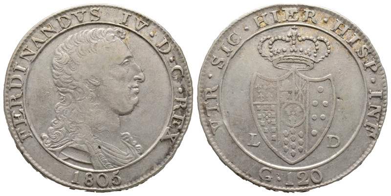 Napoli, Ferdinando IV di Borbone 2° Periodo 1799-1805
120 Grana, 1805, AG 27.5 g...