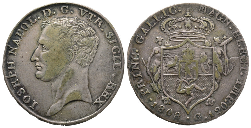Napoli, Giuseppe Napoleone 1806-1808
120 Grana, 1808, AG 27.53 g.
Ref : MIR 433/...