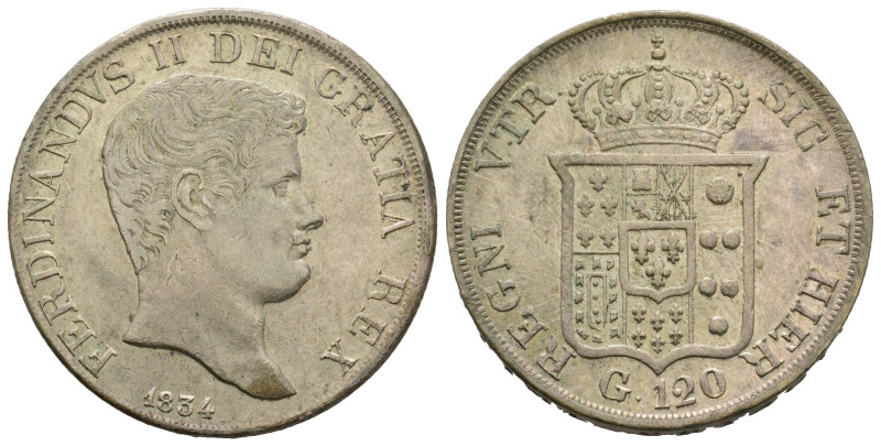 Napoli, Ferdinando II di Borbone 1830-1859
120 Grana, 1834, AG 27.4 g.
Ref : MIR...