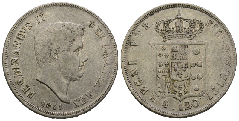 Napoli, Ferdinando II di Borbone 1830-1859
120 Grana, 1841 AG 27.5 g.
Ref : MIR ...