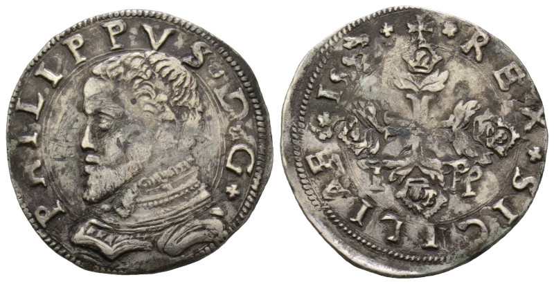 Messina, Filippo II 1556-1598
3 Tari, 1562, AG 8.59 g.
Ref : MIR 319
Conservatio...