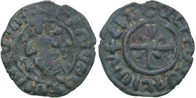 Armenia. Hetoum I, 1226-1271. Æ Tank (28mm, 5.94 g). Hetoum seated facing on throne / Cross pattée. Bedoukian 52 (Paris, 1971) / 1294-1303 (ANSNNM 147...