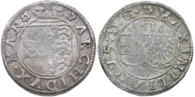 Austria. Maximilian I, 1490 - 1519. AR 1/2 Batzen, 1516 (22mm, 1.81g). *MAXIMILIANVS. D. G', Austrian coat of arms, above 1516 / *ARCHIDVX KAR*, coat ...