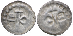 The Bishopric of Dorpat. Anonymous, 13th-14th century. AR Brakteat (13mm, 0.13g). Sword and key crossed. Haljak 255,1. Near Very Fine