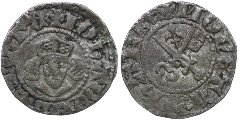 Estonia. Dorpat. Johann I Viffhusen, 1343-1373. AR Artig (18mm, 1.22g). Head fac...