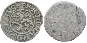 Austria. Kingdom of Bohemia. Ferdinand I, 1526-1564. 1 Pfennig (1⁄210), uniface (14mm, 0.27g). FERDINAND PRIM, Bohemian lion with legend around it. MB...