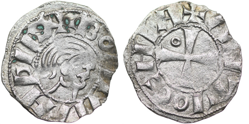 Crusaders. Antioch. Bohemund III, 1149-1163. AR Denier (16mm; 0.79g). +BOAMVNDVS...