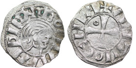 Crusaders. Antioch. Bohemund III, 1149-1163. AR Denier (16mm; 0.79g). +BOAMVNDVS, head right / +ANTIOCHIA, cross ; annulet in one angle. Metcalf, Crus...