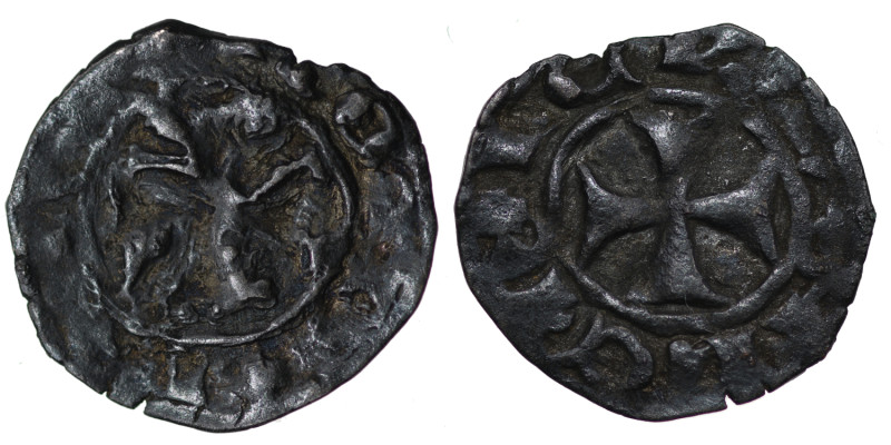 Cyprus. Henri II, 1285-1306. AR Denier (14mm, 0.53g). +HENRI: REI: DE, cross wit...