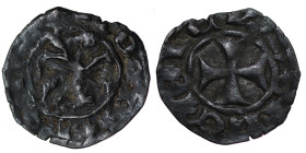 Cyprus. Henri II, 1285-1306. AR Denier (14mm, 0.53g). +HENRI: REI: DE, cross with one pellet in each angle / +IRL'M E D' CHIPR', crowned lion left. Me...