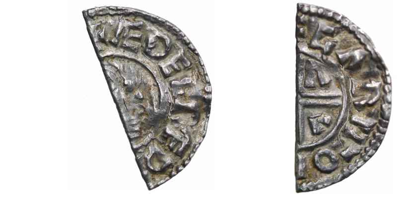 England. Aethelred II 978-1016. AR Half Penny (10mm, 0.65g, 6h). Crux type (BMC ...