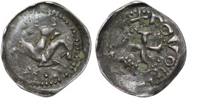 France. Loraine. Thiebaut I, 1281-1303. AR Denar (13mm, 0.46g). Horseman / Cross . Flon 305. Very Fine