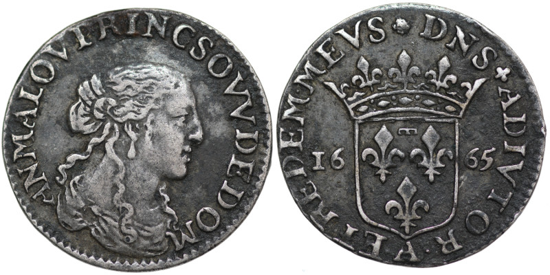 France. Dombes. Anne-Marie-Louise d'Orléans, 1657-1693. 1/12 Ecu (5 Sols), Struc...