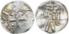 Germany. Cologne. Otto III 983-1002. AR Denar (18mm, 1.70g). Cologne mint. [+OT]TO R[E]X, cross with pellets in each angle / S / [C]OLONA / A G, Colog...
