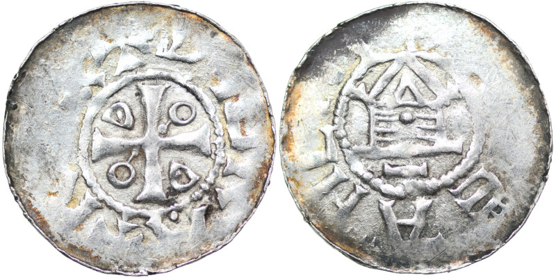 Germany. Saxony. Goslar. Otto III 983-1002. AR Denar (18mm, 1.22g). [+DIIGRA+REX...
