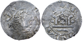 Germany. Swabia. Erchambold 973-983 and Otto II. AR Denar (20mm, 1.41g). Strasbourg mint. [+ OTTO IMPE] AVG, crowned bust right / +ER[CH]ANBAL[D EP], ...