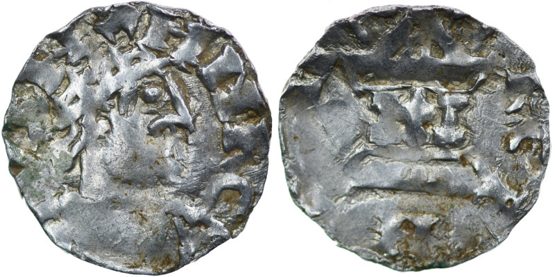 Germany. Swabia. Heinrich II 1002-1024. AR Denar (18mm, 1.43g). Strasbourg mint....