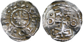 Germany. Swabia. Esslingen. Otto I - Otto III 936 - 1002. AR Denar (20mm, 1.42g). OTTO •SI⸪C+, cross with pellet in each angle / OTTO, cross written I...