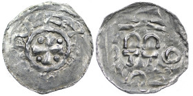Germany. Swabia. Esslingen. Otto I - Otto III 936 - 1002. AR Denar (18mm, 0.98g). Cross with pellet in each angle / OTTO, cross written IIC П and IIC ...