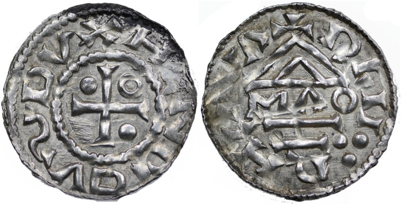 Germany. Duchy of Bavaria. Heinrich II 985-995. AR Denar (21mm, 1.73g). Regensbu...