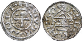 Germany. Duchy of Bavaria. Heinrich II 985-995. AR Denar (22mm, 1.66g). Regensburg mint; moneyer MΛO. +·HƎIVRIVSUV, cross with one pellet in opposing ...