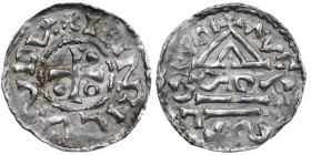 Germany. Duchy of Bavaria. Heinrich II 985-995. AR Denar (22mm, 1.73g). Augsburg mint; moneyer ɣDΛ. ·HEINRCVSDVX, cross with one pellet in opposing an...