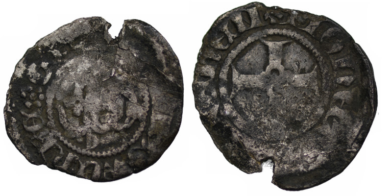 Germany. Parchim(?). Before 1379. AR 1/4 Witten (13mm, 0.36g). Bull's head / Cro...