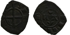 Italy. Messina. Manfredi (1258-1266). AR Denaro (15mm, 0.90g). M A Y, crescent / Cross. Spahr 200. Fine